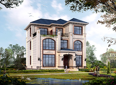 农村三层楼房设计图纸及效果图120平米BZ3630-新中式风格